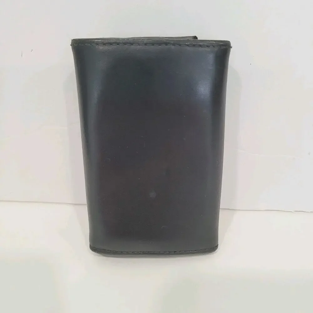 Hunting World‎ Key Case Hooks Holder Wallet Logo Black Trifold Leather Italian